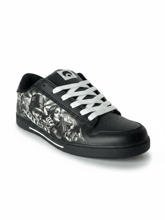 Osiris Other - Osiris Serve Abel Y2K Skate Sneaker Tattoo Skull Pistol Black White US 9 EU 42
